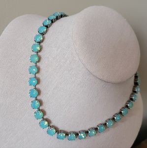 Austrian Crystal Necklace in Antique Silver